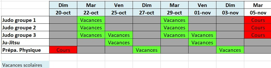 Activités vacances de Toussaint 2024