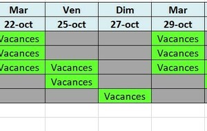 Activités vacances de Toussaint 2024